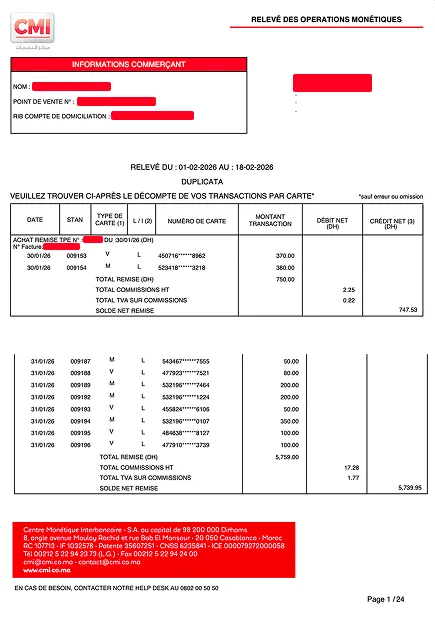 Exemple d'un relevé CMI